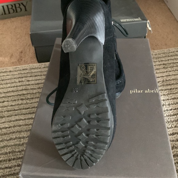 Pilar Abril Suede and Sherpa heeled bootie - Picture 2 of 4